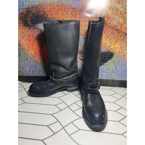 Vtg bike Buckle STEEL TOE Nylon Corded ENGINEER Motorcycle BOOTS 11.5